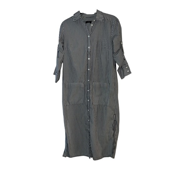 Chic Striped Midi Shirt Dress - VERONICA BEARD sz xs preppy collar - Picture 1 of 8